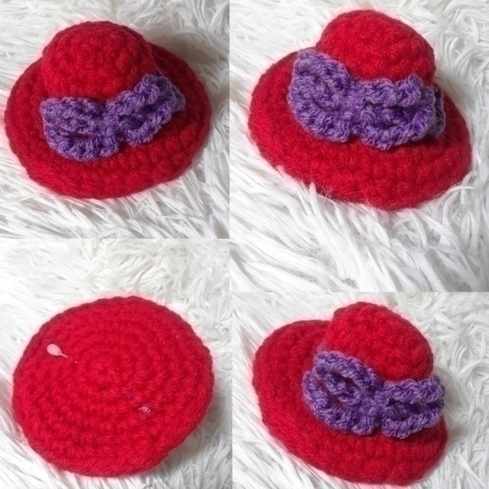 Red Hatter Crocheted Red Hat Pin